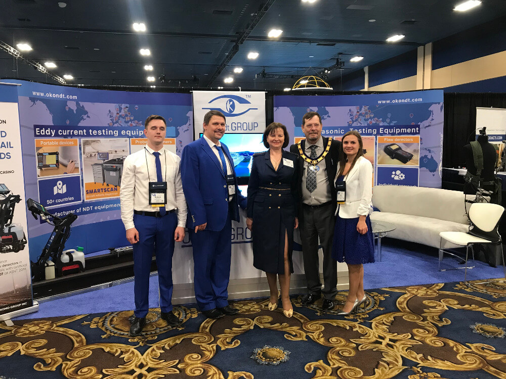 OKOndt GROUP team and acting ASNT President Mr. Scott P. Cargill at the company's booth at ASNT Annual Conference-2019