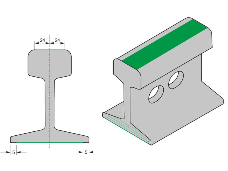 Scanner for the rail head running surface testing