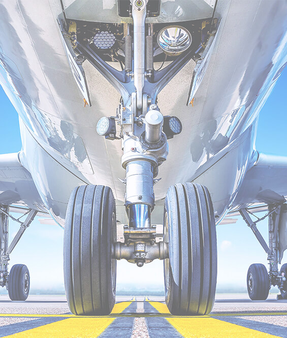 Main and nose wheels of the airplane